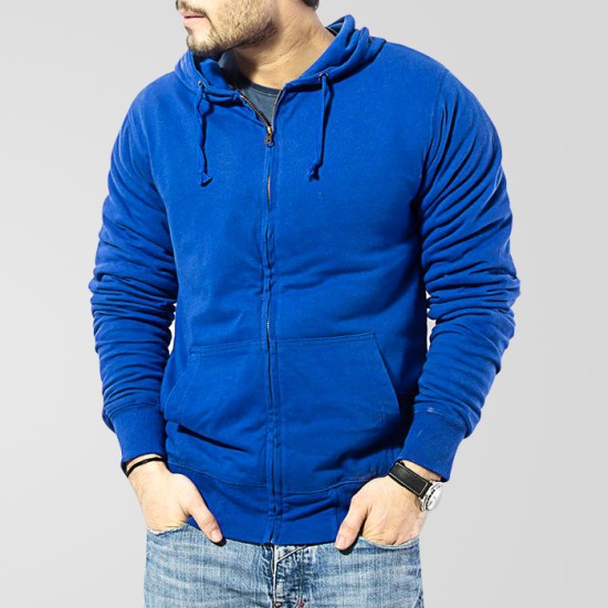 Blue Fleece Zipper Hoodie